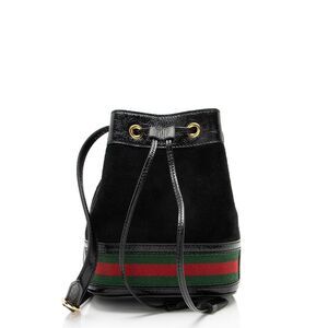 Gucci Suede Patent Leather Ophidia Mini Bucket Bag